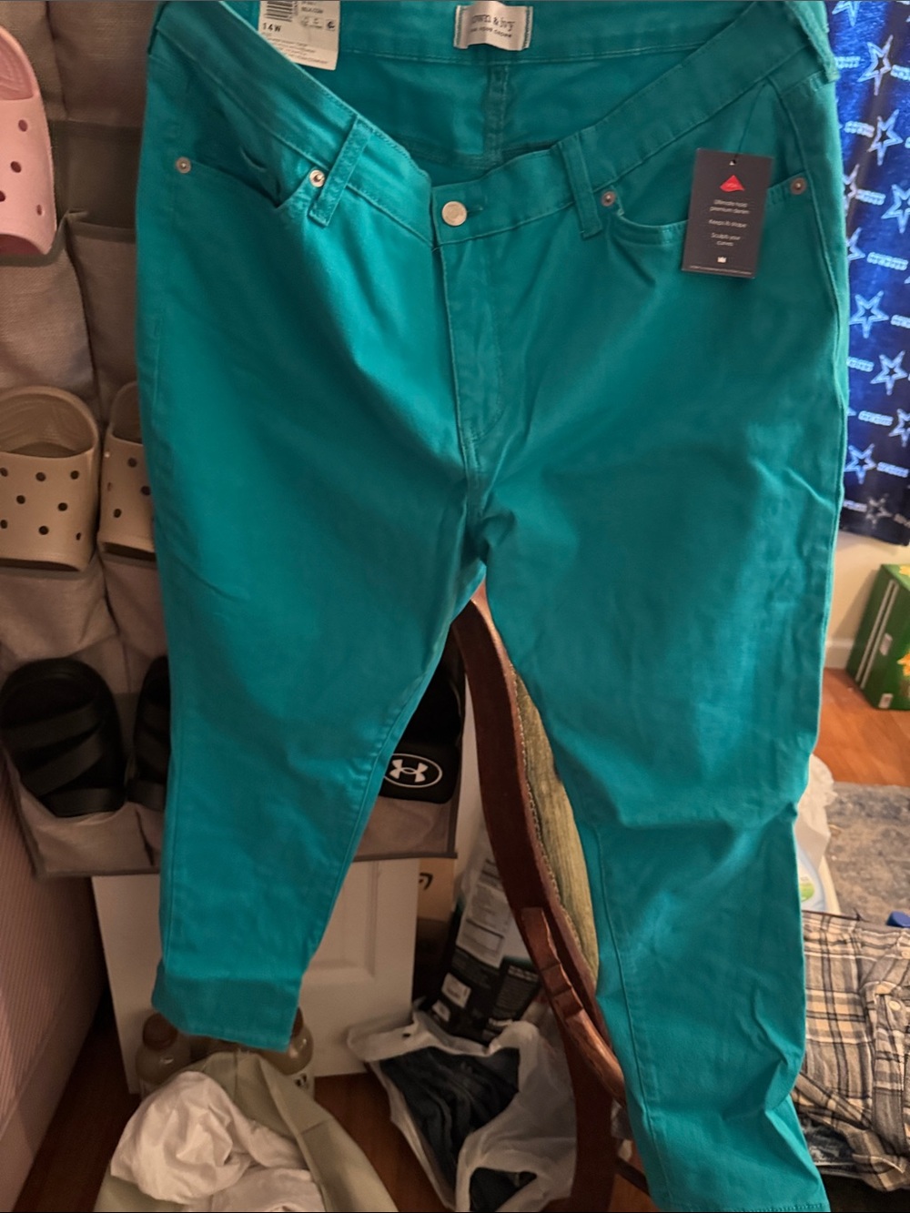 Women’s Teal High-Rise Skinny Crop